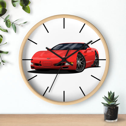 1997 Corvette Red Sports Car Wall Clock — Racing Car Decor for Garage, Man Cave, Kids’ Room