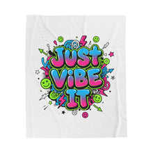 Just Vibe It Plush Blanket | slogan, glitch graphic