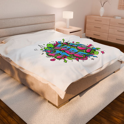 Just Vibe It Plush Blanket | slogan, glitch graphic