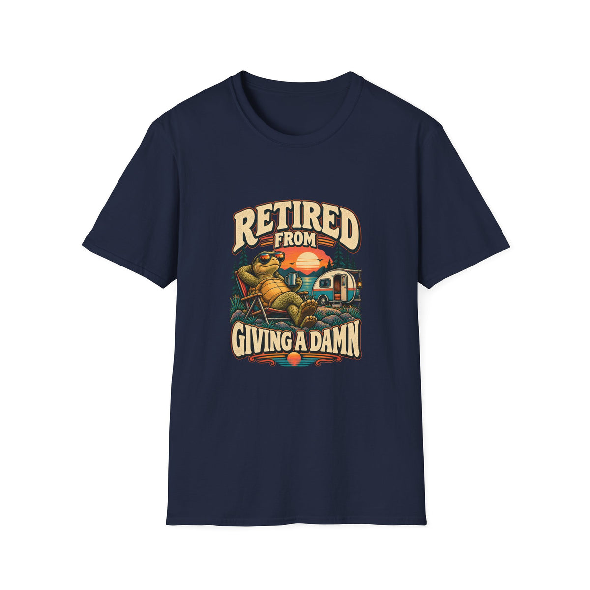Retired from Giving a Damn T-Shirt | Funny Tortoise Camping Tee