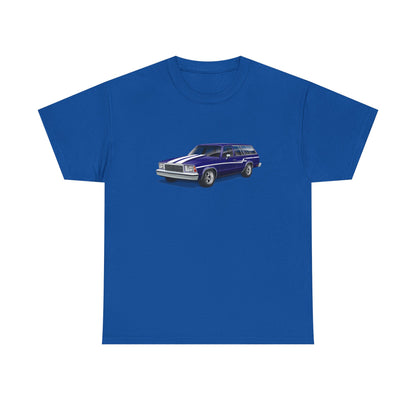 Classic Malibu Station Wagon Tee — Vintage Purple Car Graphic T-Shirt