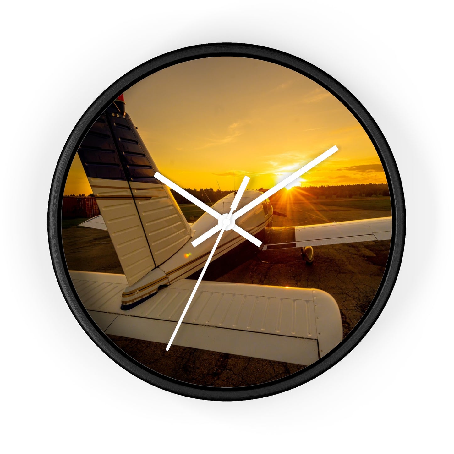 Aviation Sunset Wall Clock — Airplane Photo Decor for Pilots & Flight Lovers