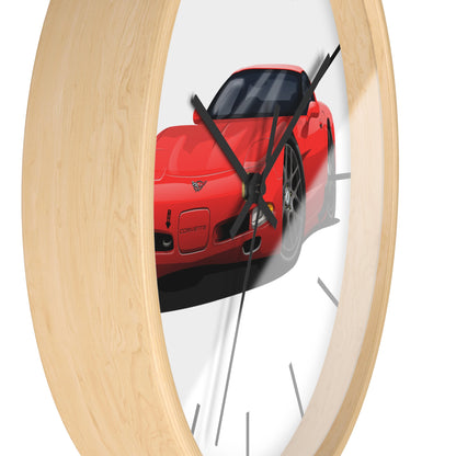 1997 Corvette Red Sports Car Wall Clock — Racing Car Decor for Garage, Man Cave, Kids’ Room