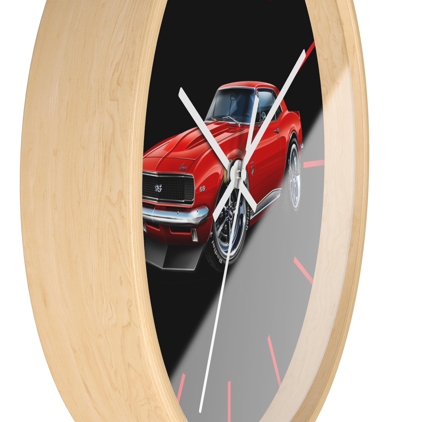 Classic 1967 Red Camaro Muscle Car Wall Clock — Retro Automotive Decor for Car Lovers