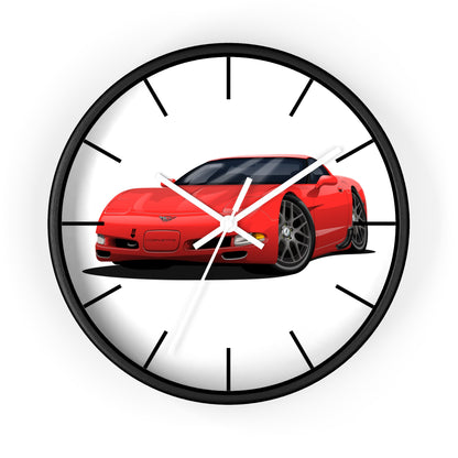 1997 Corvette Red Sports Car Wall Clock — Racing Car Decor for Garage, Man Cave, Kids’ Room