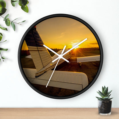 Aviation Sunset Wall Clock — Airplane Photo Decor for Pilots & Flight Lovers