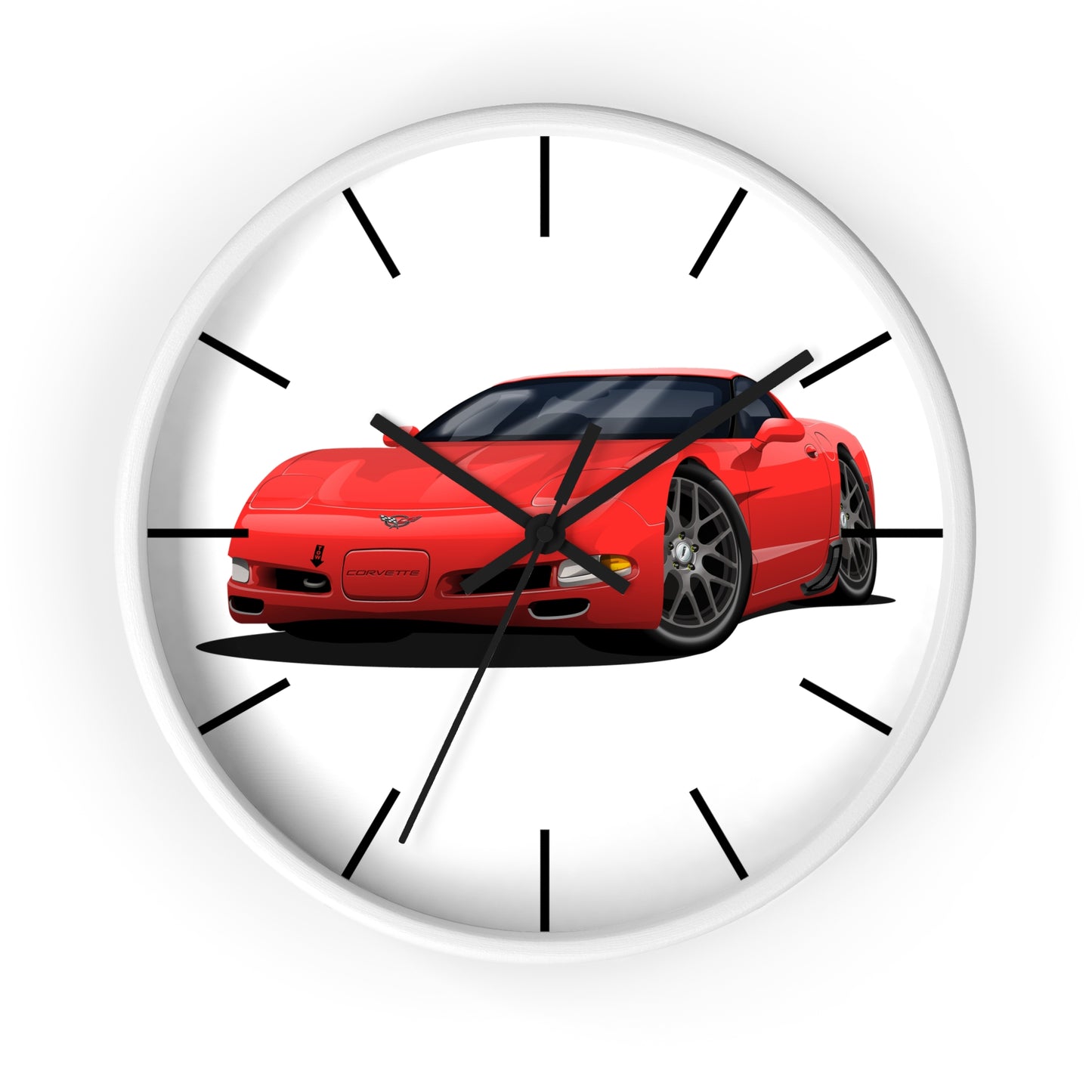 1997 Corvette Red Sports Car Wall Clock — Racing Car Decor for Garage, Man Cave, Kids’ Room
