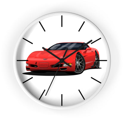 1997 Corvette Red Sports Car Wall Clock — Racing Car Decor for Garage, Man Cave, Kids’ Room