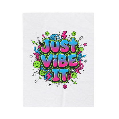 Just Vibe It Plush Blanket | slogan, glitch graphic