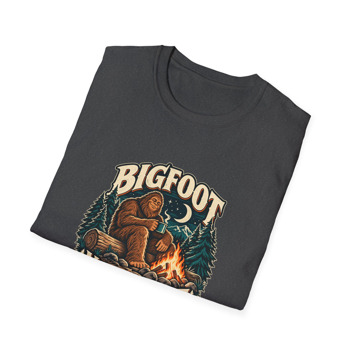 Bigfoot Night Shift T-Shirt | Vintage Sasquatch Campfire Tee