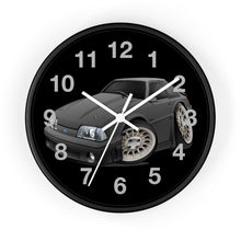 Mustang Fox Body Classic Muscle Car Wall Clock — Black Vintage Sports Car Clock for Garage & Man Cave