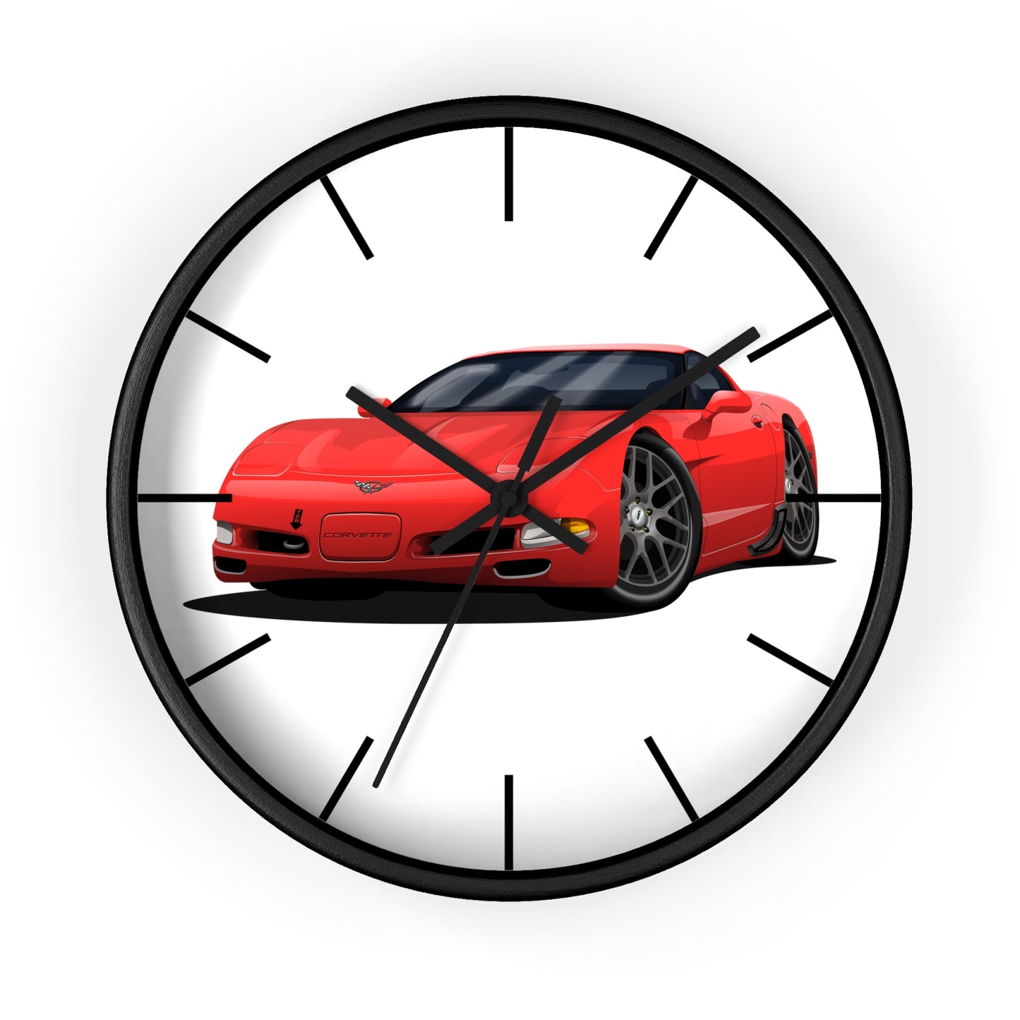 1997 Corvette Red Sports Car Wall Clock — Racing Car Decor for Garage, Man Cave, Kids’ Room