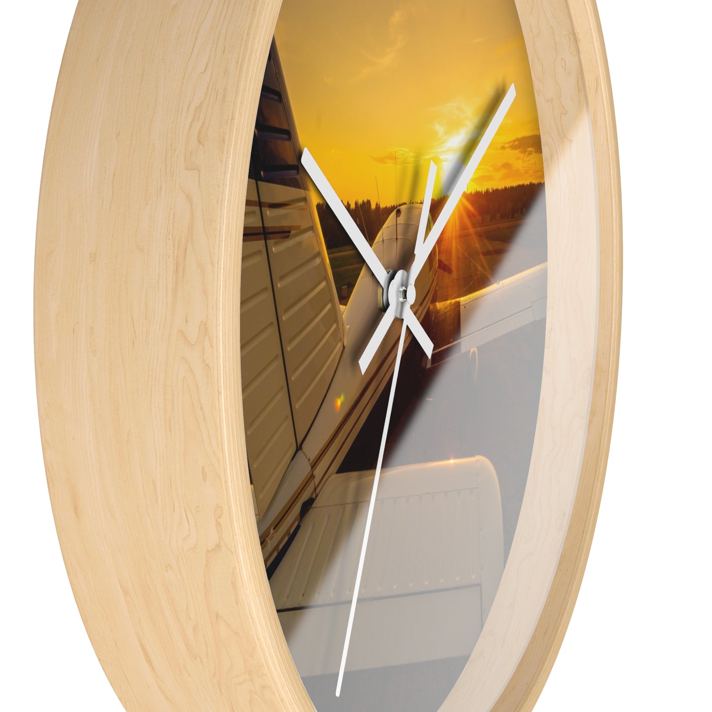 Aviation Sunset Wall Clock — Airplane Photo Decor for Pilots & Flight Lovers