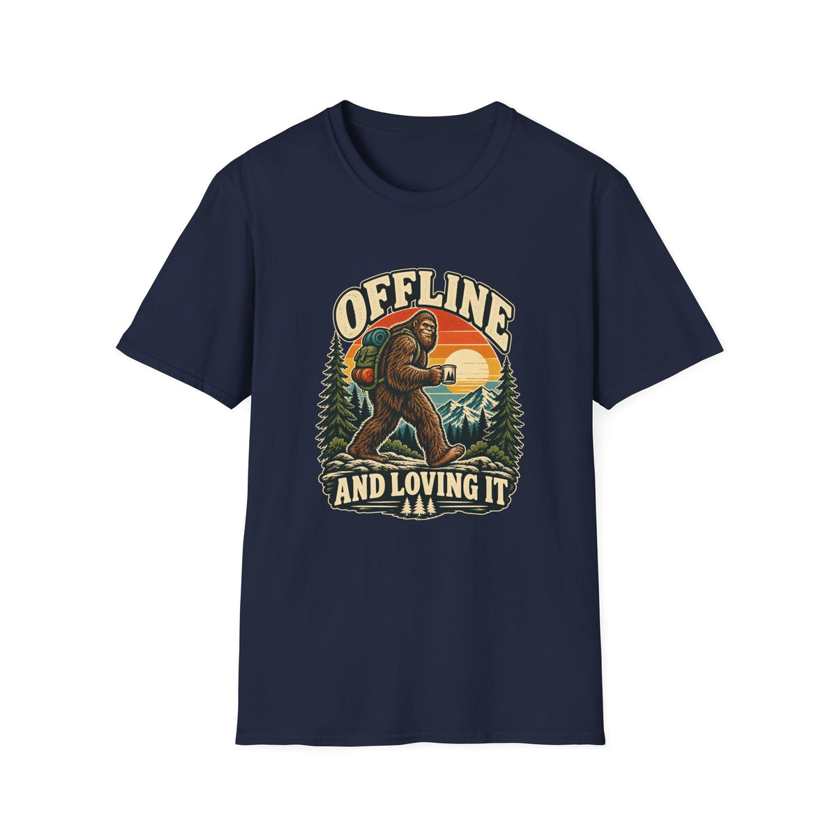 Offline and Loving It Bigfoot T-Shirt | Vintage Camping & Hiking Tee