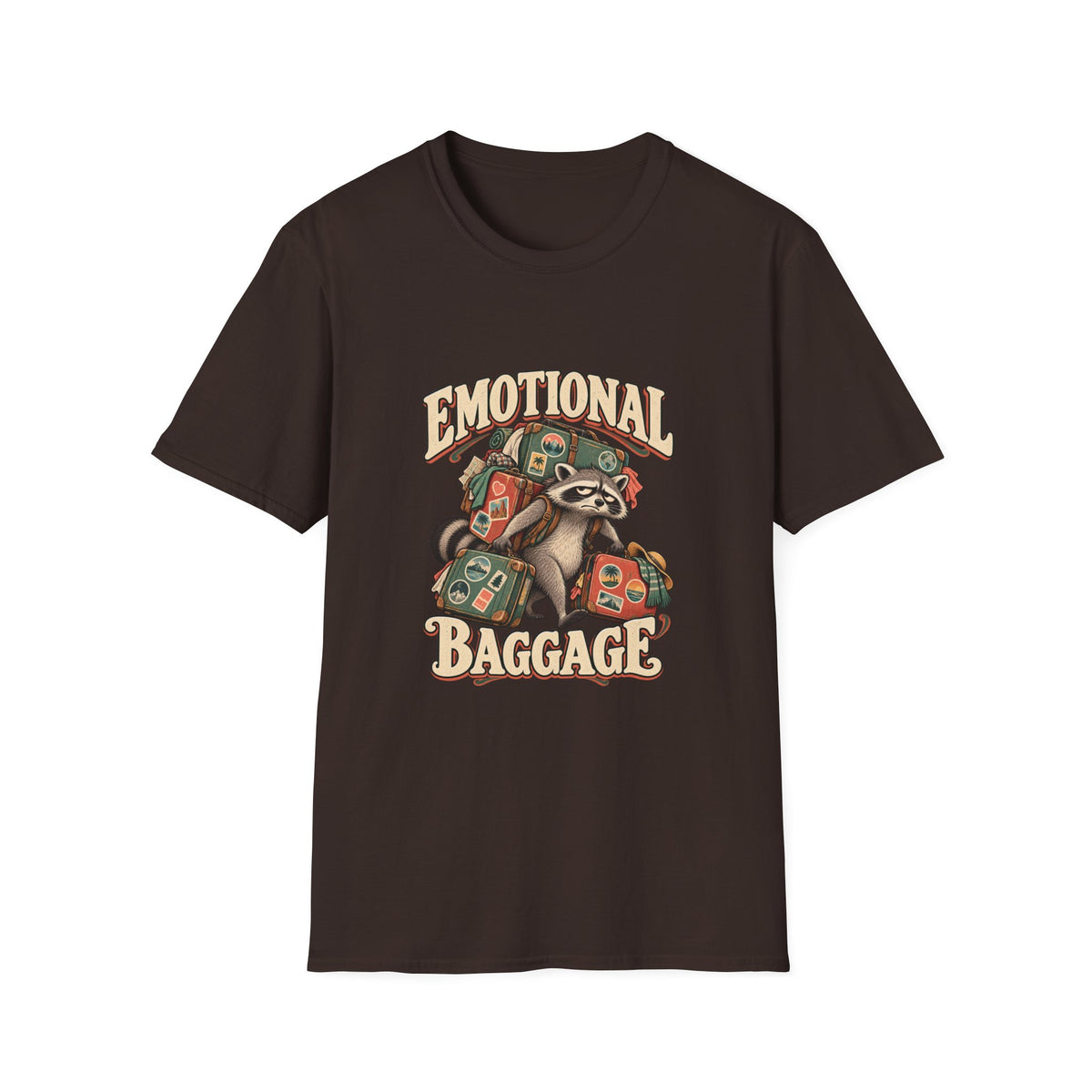 Emotional Baggage T-Shirt | Funny Raccoon Travel Tee