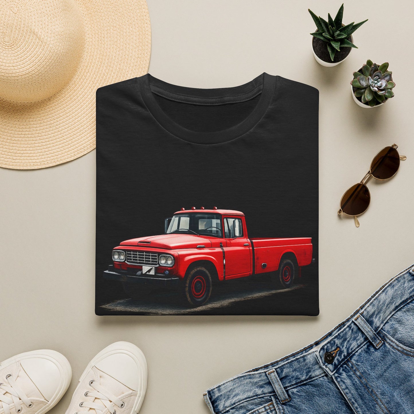 Vintage Red Pickup Truck T‑Shirt – Classic Retro Truck Tee for Car Lovers