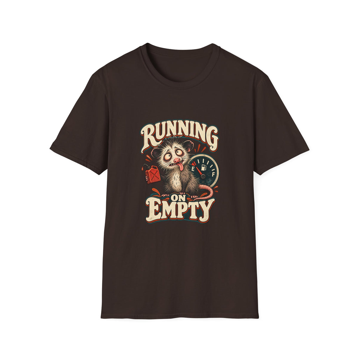 Running on Empty T-Shirt | Funny Opossum Fuel Gauge Tee