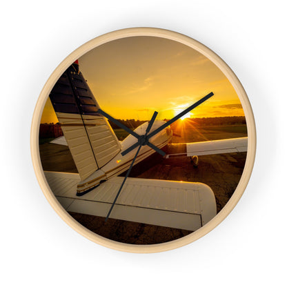 Aviation Sunset Wall Clock — Airplane Photo Decor for Pilots & Flight Lovers