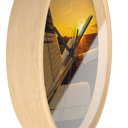 Aviation Sunset Wall Clock — Airplane Photo Decor for Pilots & Flight Lovers