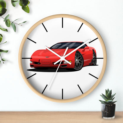 1997 Corvette Red Sports Car Wall Clock — Racing Car Decor for Garage, Man Cave, Kids’ Room