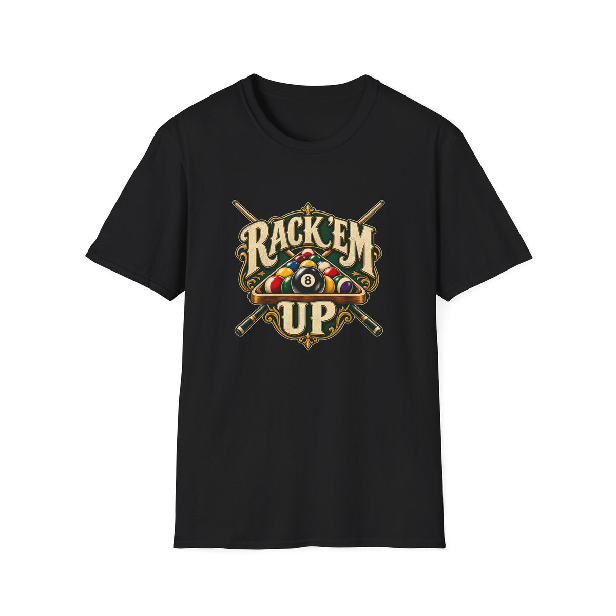 Rack 'Em Up T-Shirt | Vintage Billiards 8 Ball Pool Tee