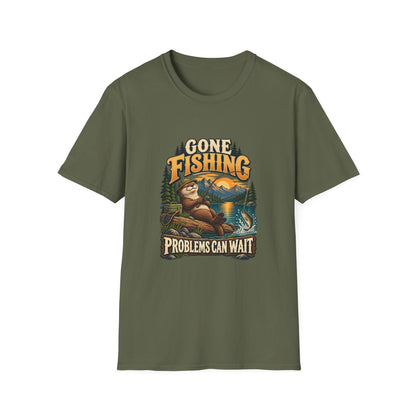 Gone Fishing Problems Can Wait T-Shirt | Funny Otter Tee
