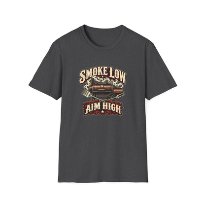 Smoke Low Aim High T-Shirt | Vintage BBQ Smoker Pitmaster Tee