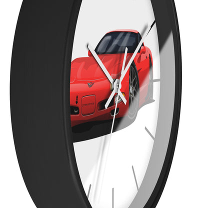 1997 Corvette Red Sports Car Wall Clock — Racing Car Decor for Garage, Man Cave, Kids’ Room