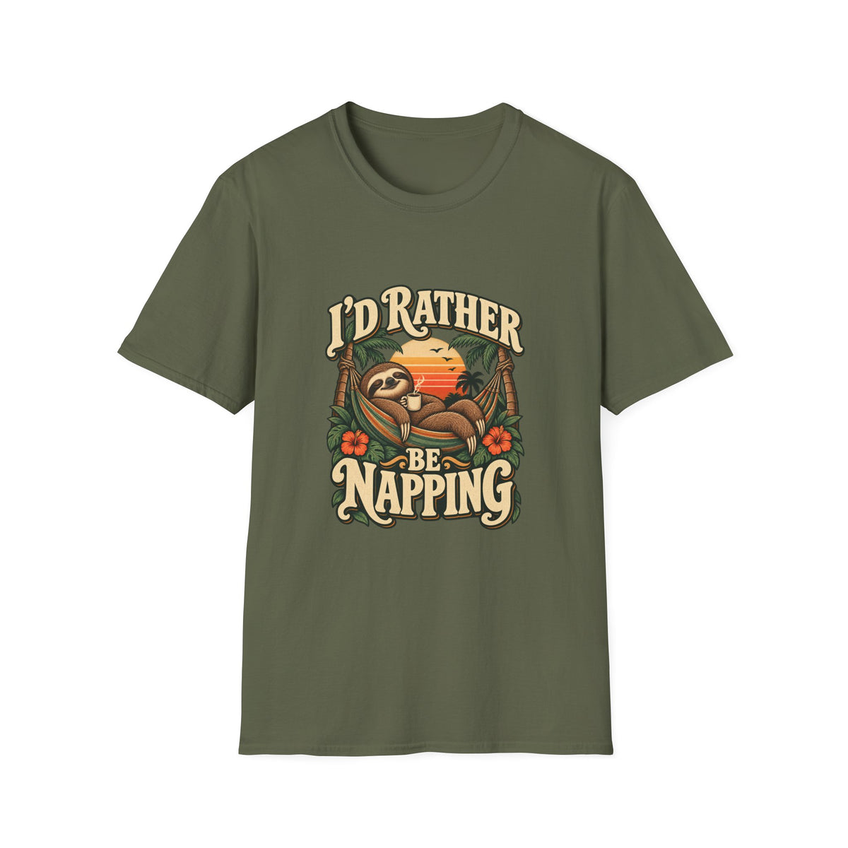 I'd Rather Be Napping T-Shirt | Funny Sloth Hammock Tee