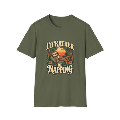 I'd Rather Be Napping T-Shirt | Funny Sloth Hammock Tee