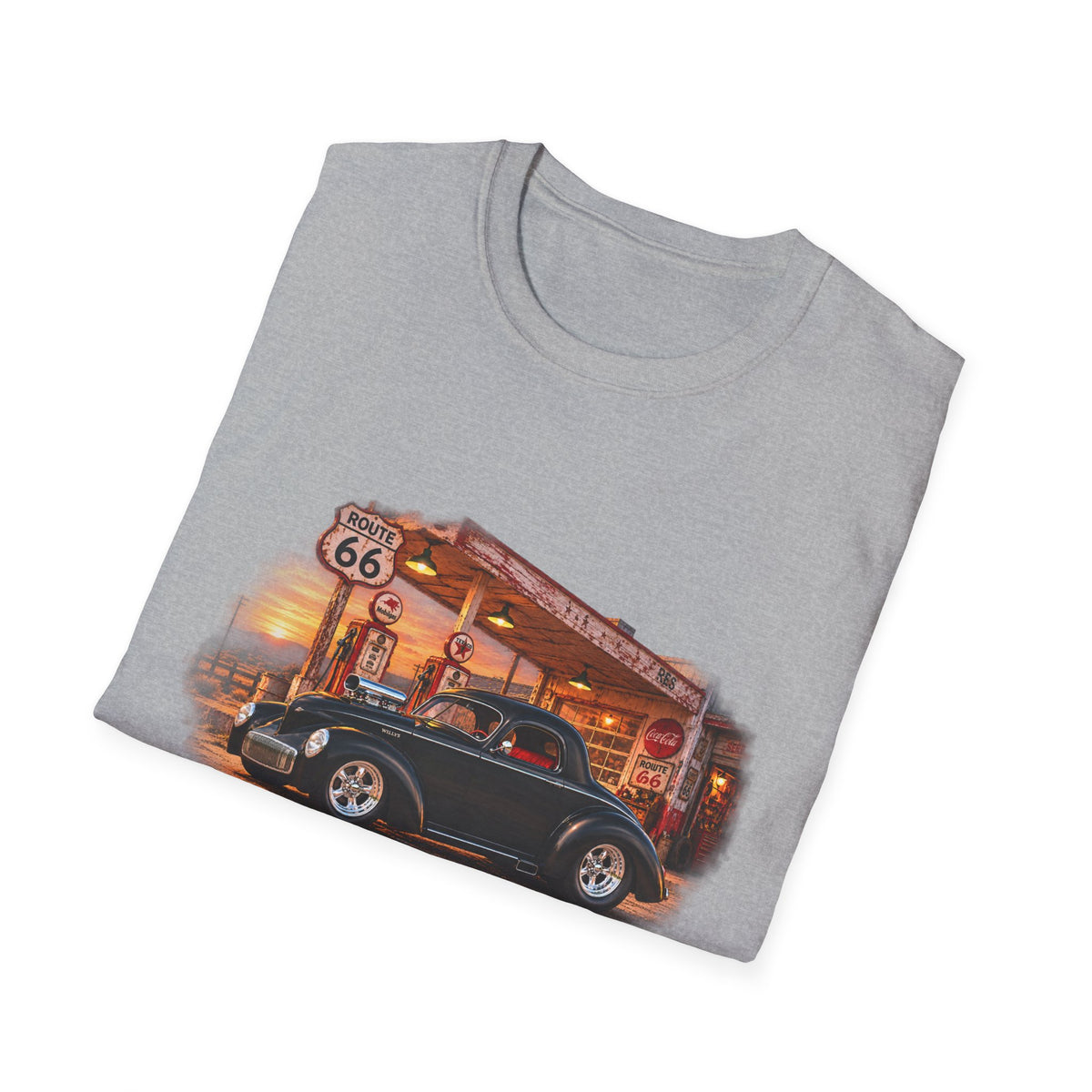 Route 66 Classic 1941 American Willys Car Gas Station T-Shirt