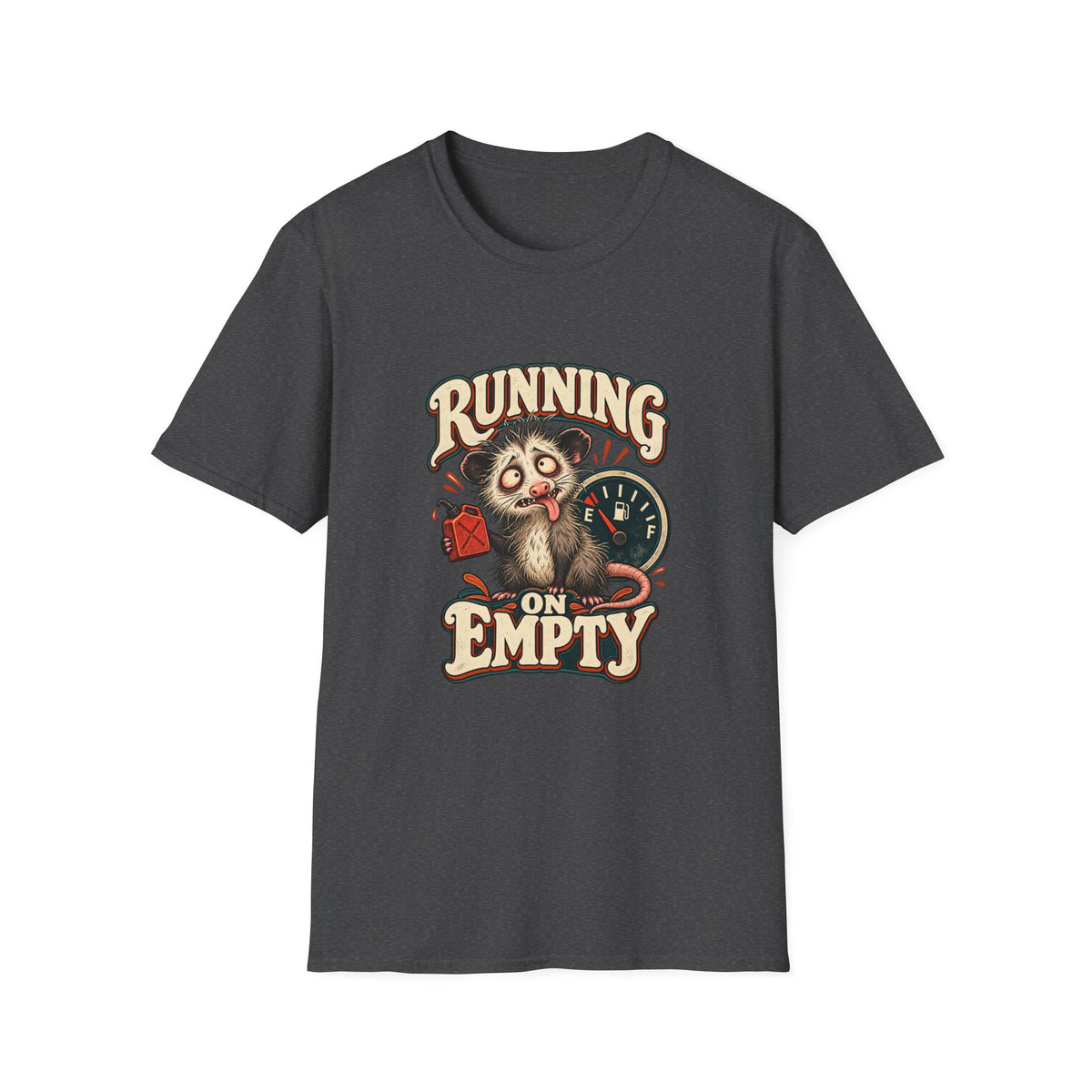 Running on Empty T-Shirt | Funny Opossum Fuel Gauge Tee
