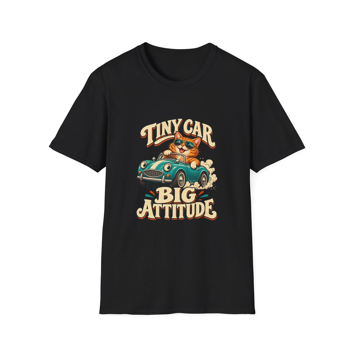 Tiny Car Big Attitude T-Shirt | Funny Cat Driver Tee