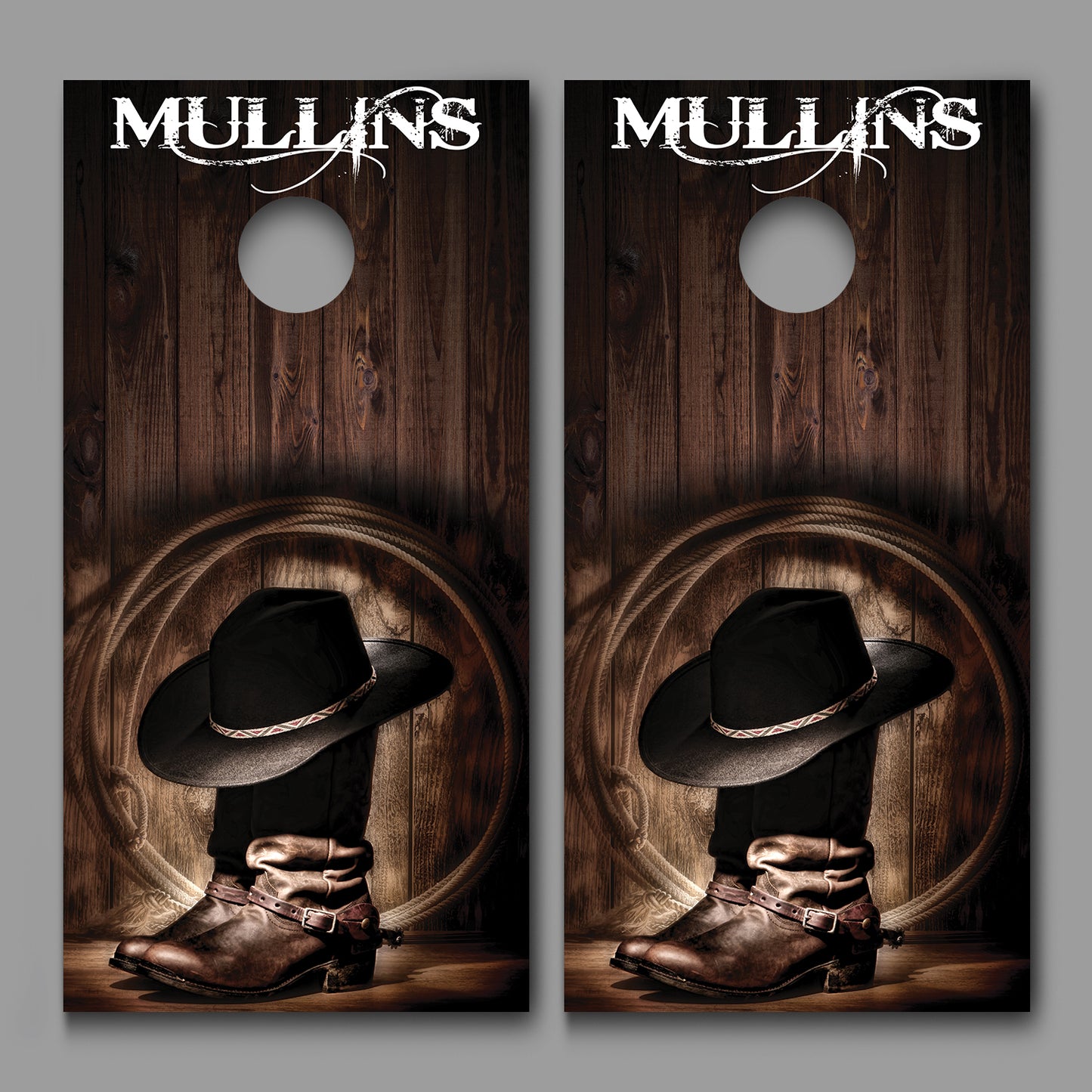 Cowboy Hat and Boots Customized With Your Name Corn Hole Wrap