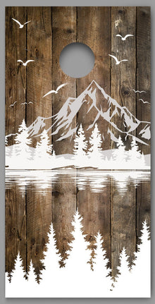 Mountains Trees Silhouette Corn hole Wraps Decals