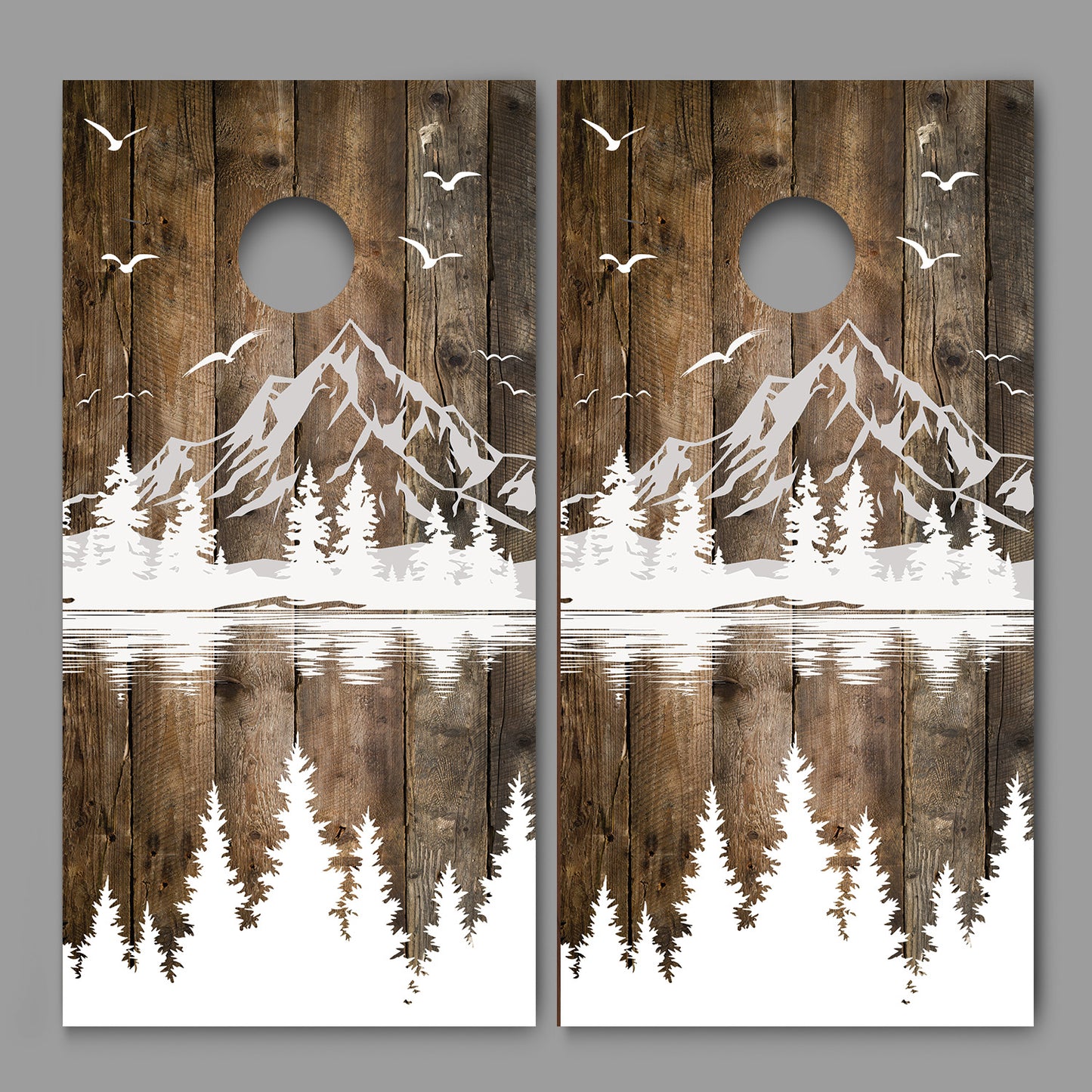 Mountains Trees Silhouette Corn hole Wraps Decals