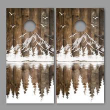 Mountains Trees Silhouette Corn hole Wraps Decals