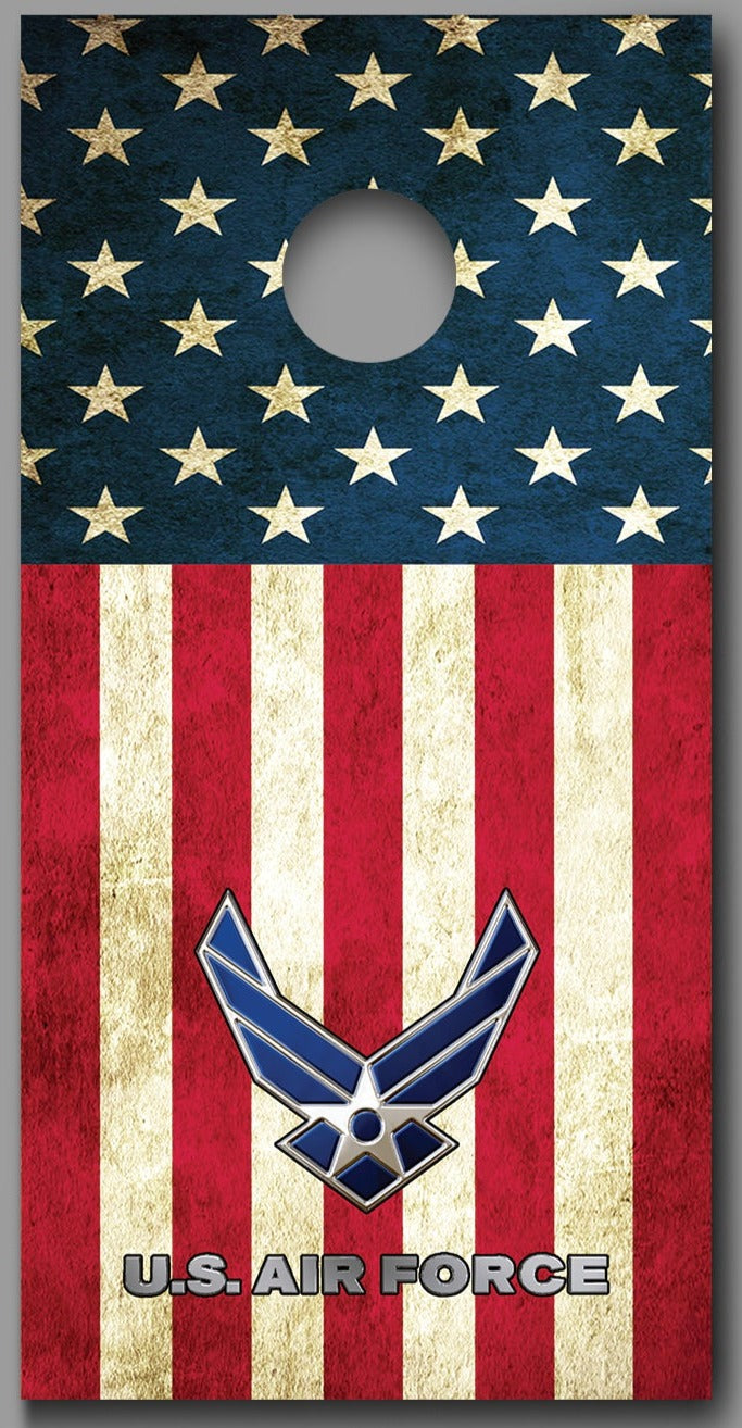 US Air Force Aged Flag Corn Hole Board Decal Wrap