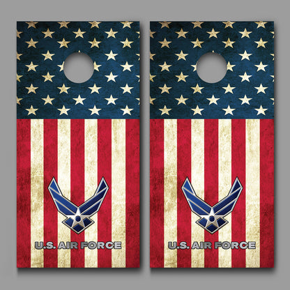 US Air Force Aged Flag Corn Hole Board Decal Wrap