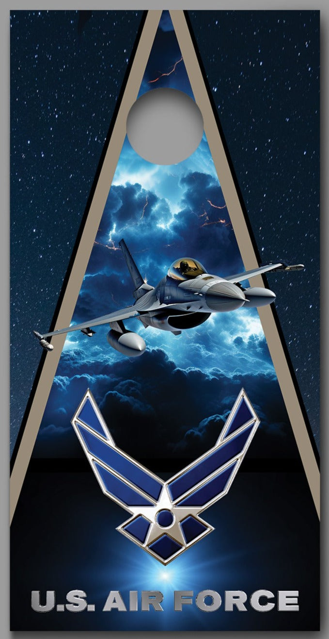 Air Force F-16 and F-22 Jets Corn Hole Board Decal Wraps