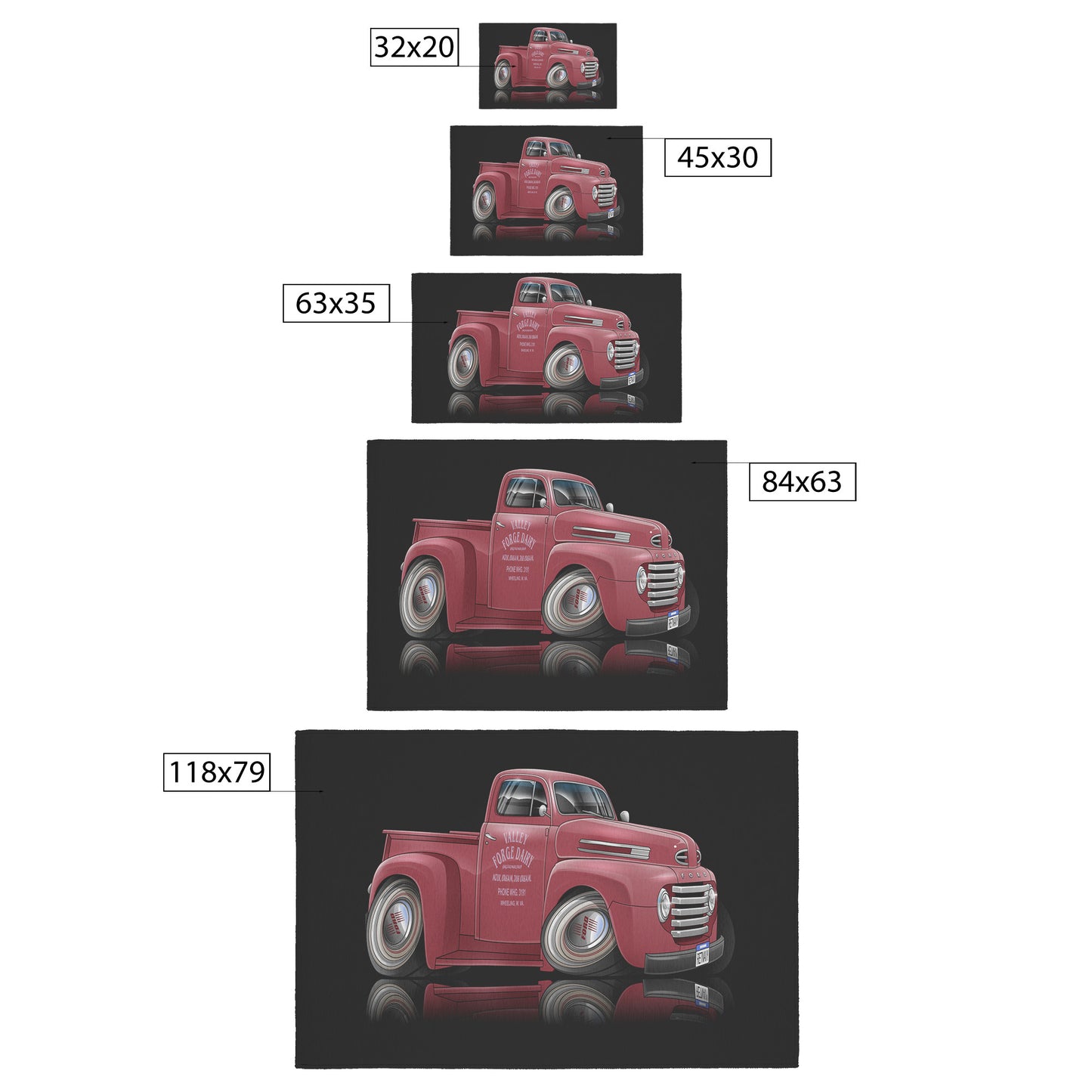 1948 Ford Pickup Truck Cartoon Hot Rod Rug 5 Sizes