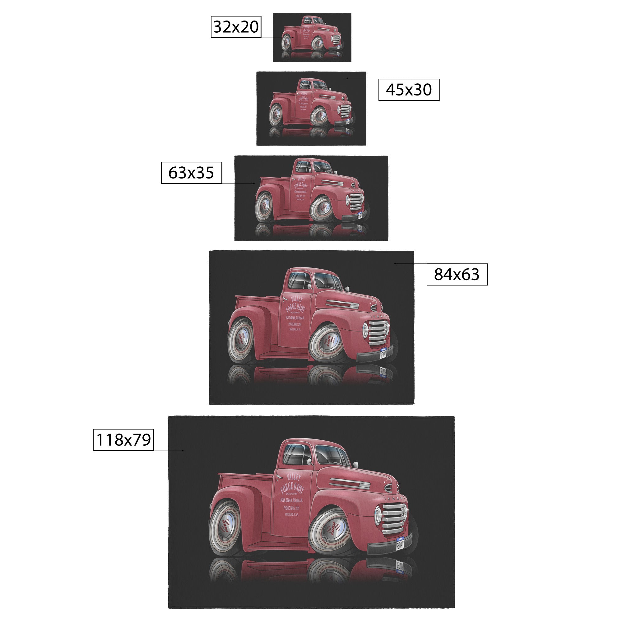 1948 Ford Pickup Truck Cartoon Hot Rod Rug 5 Sizes