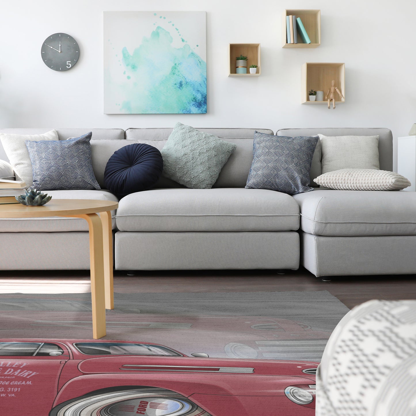 1948 Ford Pickup Truck Cartoon Hot Rod Vertical Rug 5 Sizes