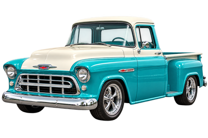 Turquoise & Cream 1955 Chevrolet 3100 transparent classic pickup decal artwork