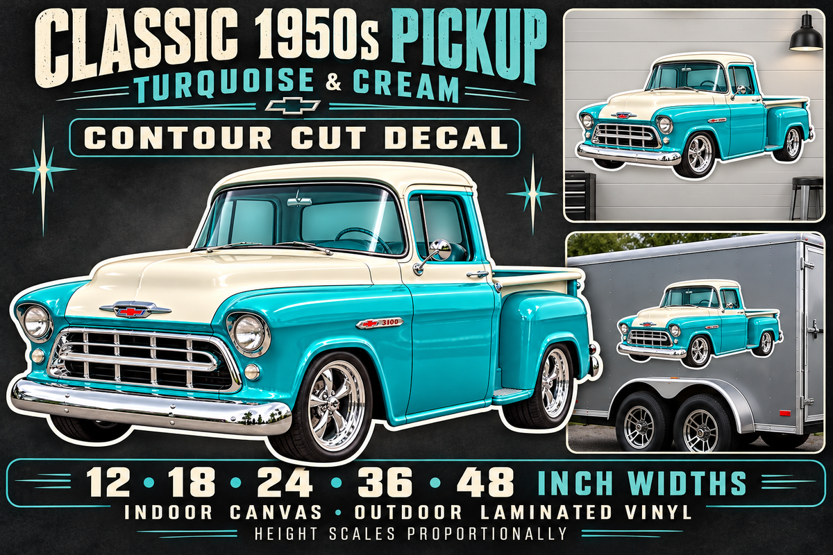 Turquoise & Cream 1955 Chevrolet 3100 decal product showcase