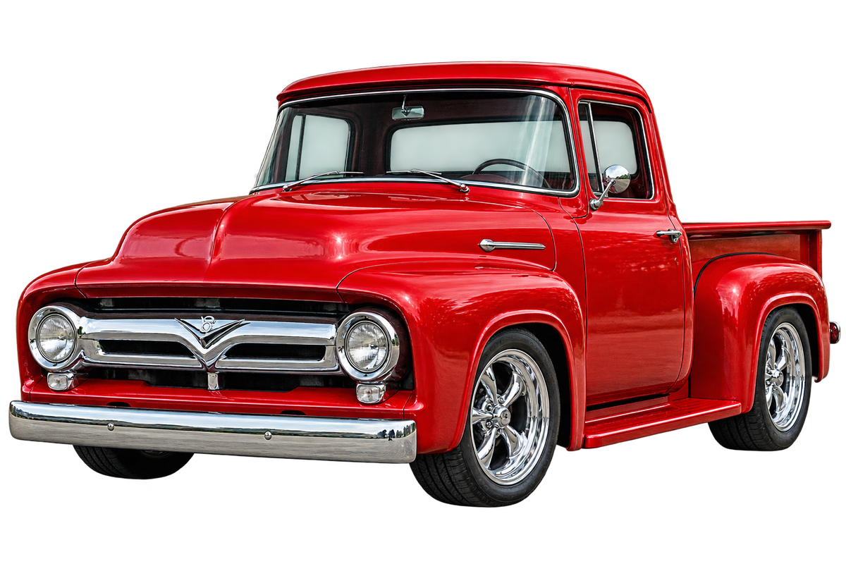 Cherry Red 1956 Ford F-100 transparent classic pickup decal artwork