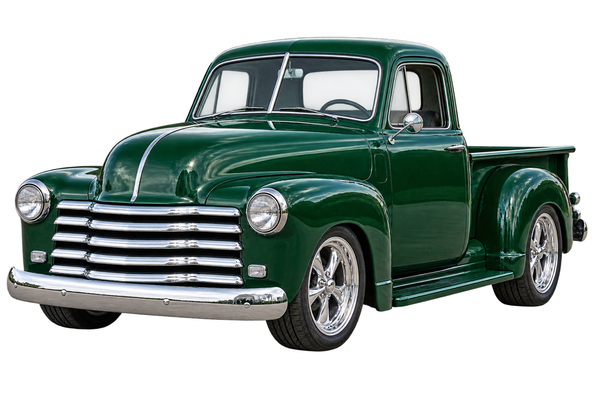 Forest Green 1953 Chevrolet 3100 transparent classic pickup decal artwork