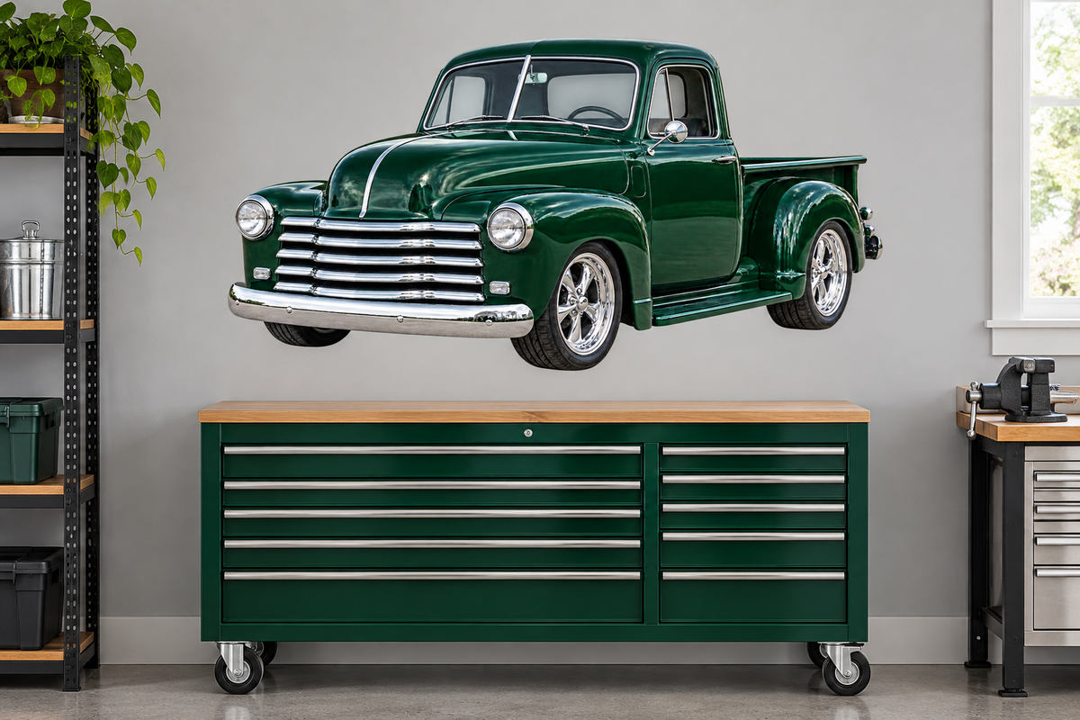 Forest Green 1953 Chevrolet 3100 garage wall decal preview