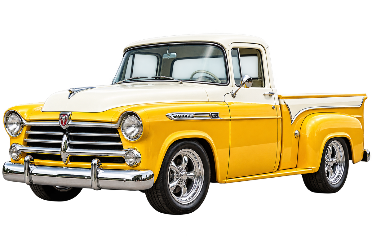 Sunburst Yellow & White 1957 Dodge D100 transparent classic pickup decal artwork