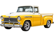Sunburst Yellow & White 1957 Dodge D100 transparent classic pickup decal artwork